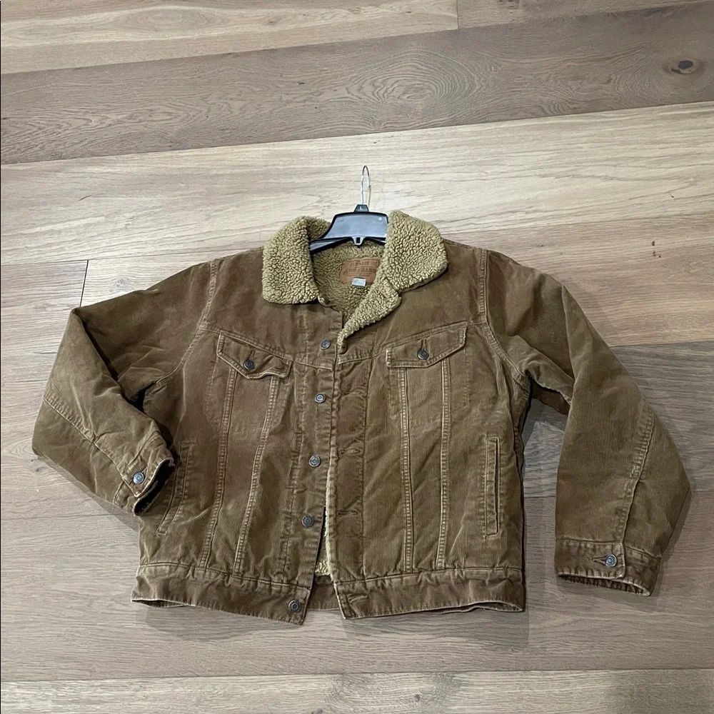 Vintage Old Navy Trucker Jacket M Corduroy Sherpa Lined Work Coat Western Brown